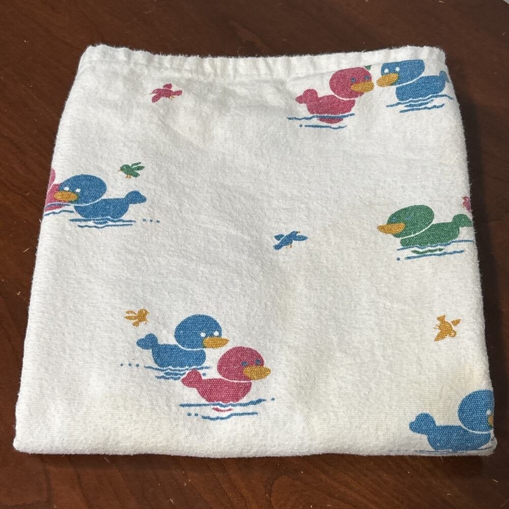 Medline Duck Ducklings Baby Receiving Blanket Vintage Hospital Cotton STAINED